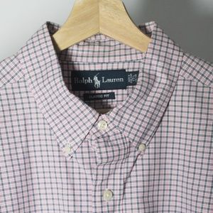 Polo Ralph Lauren Black and Red Plaid Stripe Men's Long-Sleeve Button Down Shirt
